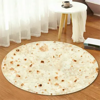 

60CM Food Pancake Cute Tortilla Blanket Burrito Anti-Slip Stylish Outdoor Camping Or Home Rug