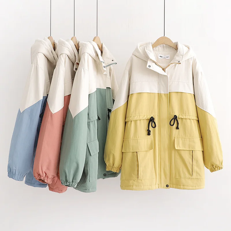 

Hh9603 Winter New Style Korean-style College Style Waist Hugging Imitation Rabbit Fur Cotton-padded Clothes by Age Versatile Mix