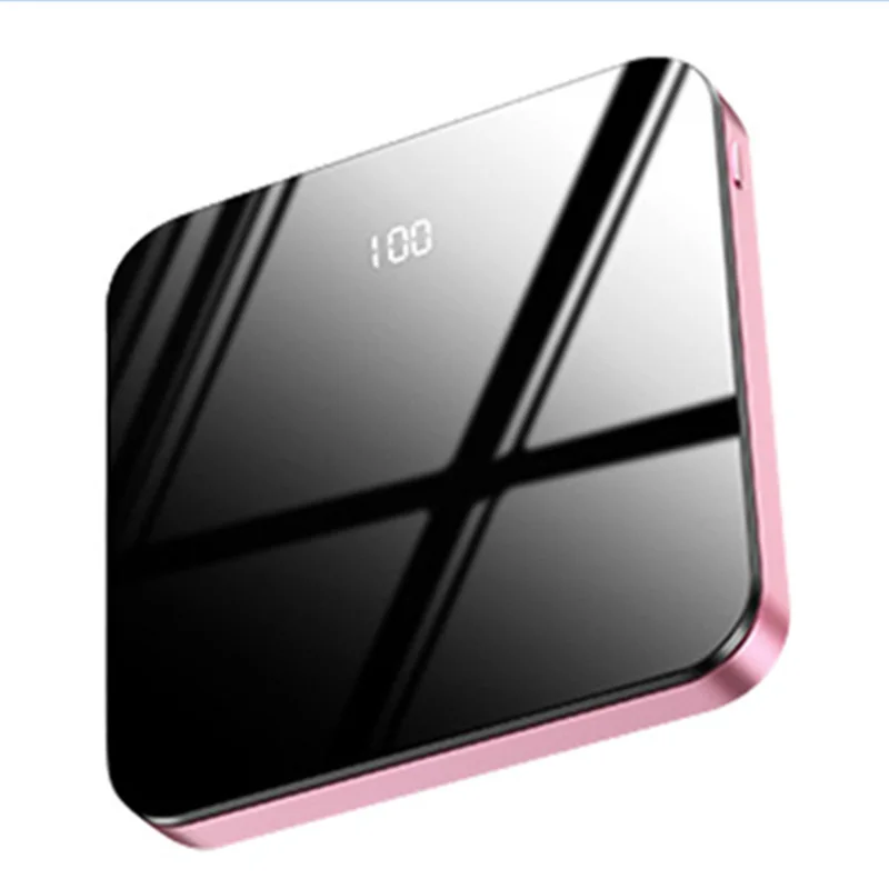 Мини-внешний аккумулятор, зеркальный светодиодный дисплей, портативное Внешнее зарядное устройство, внешний аккумулятор, быстрая зарядка для Xiaomi iPhone samsung - Цвет: Pink 5000mAh