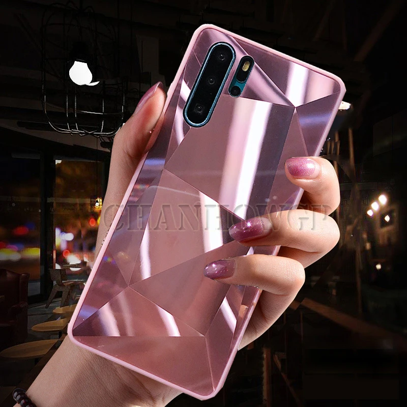Розовый 3D Зеркало Алмазный чехол для huawei P30 P20 Lite PSmart плюс Y5 Y6 Y7 премьер-профессионал Honor 20i 10i 10 Lite 8A 8X8 S 7C Мягкая обложка - Цвет: Розовый