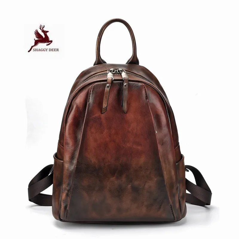 

Unisex Mixed Color Vintage Casual Large Capacity Travel Backpack Genuine Leather High Quality Bags
