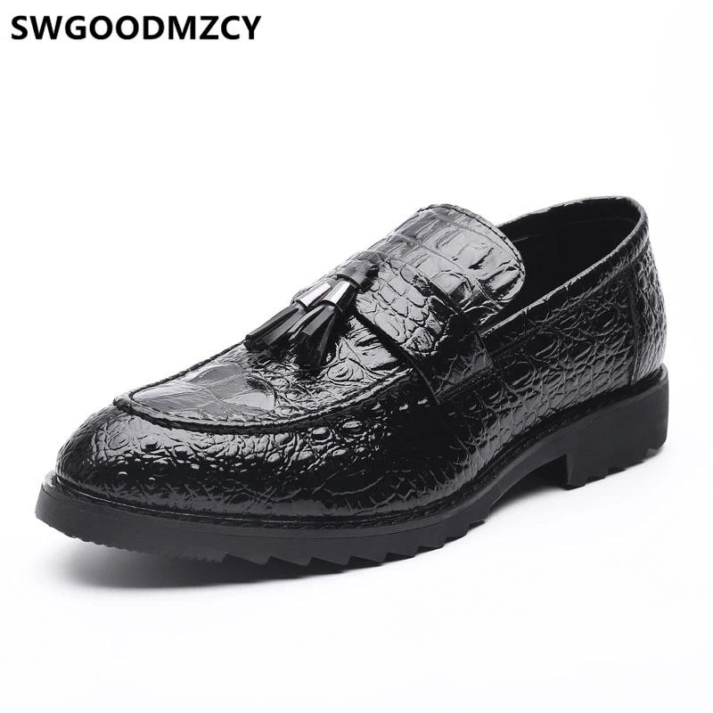 Loafers Mens Dress Shoes Italian Brand Crocodile Shoes Men Classic Coiffeur Italian Shoes Men Formal Sepatu Slip On Pria Ayakkab