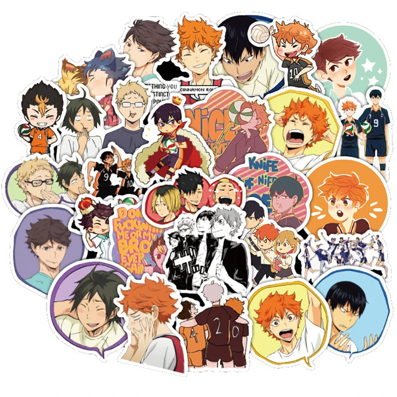 50 Pack Cute Anime Haikyuu Stickers Waterproof Pvc Graffiti Skateboard Laptop Guitar Luggage Vsco Cool Sticker Kids Toys Stickers Aliexpress