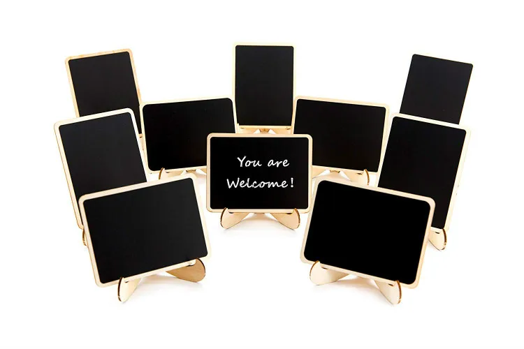 20 Pack Mini Chalkboards Signs with Easel Stand, Small Rectangle Chalkboards Blackboard, Wood Place Cards for Weddings, Birthday