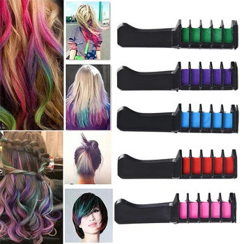 

New Hair Dye brush Hair Care Temporary Hair Dye Combs Semi Permanent Hair Multicolor Chalk Powder With Comb 5 Colors