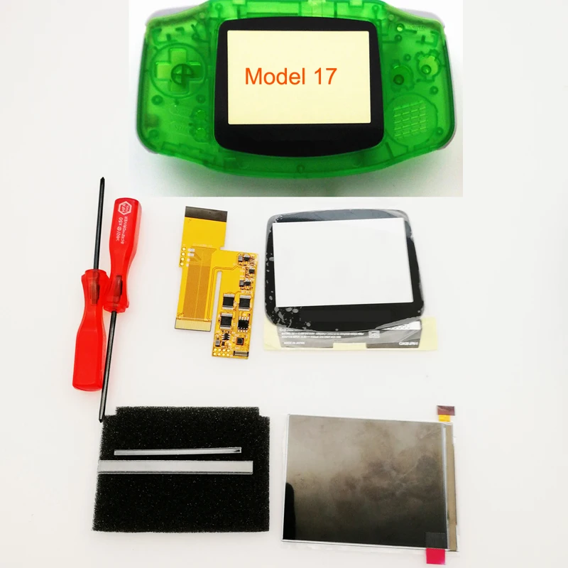 Clear green DIY ips GBA ЖК-экран 10 уровней высокой яркости подсветки для kingd Gameboy Advance консоль V2 версия с предварительно вырезанным корпусом - Цвет: Clear green