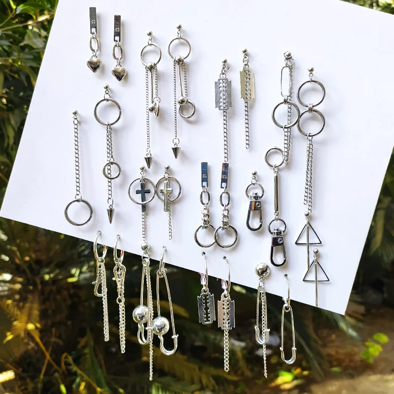 Drop-Earrings Jewelry Tassels Long-Chain Geometric Asymmetry Women Fashion Metal-Style