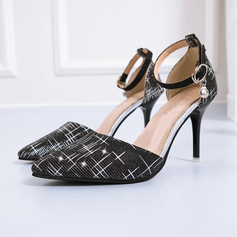 

New Women's Shoes Fashion Pattern Stiletto Pointed Toe Ankle Buckle Pumps Concise Elegant Party Wedding High-heeled Shoes U22-84