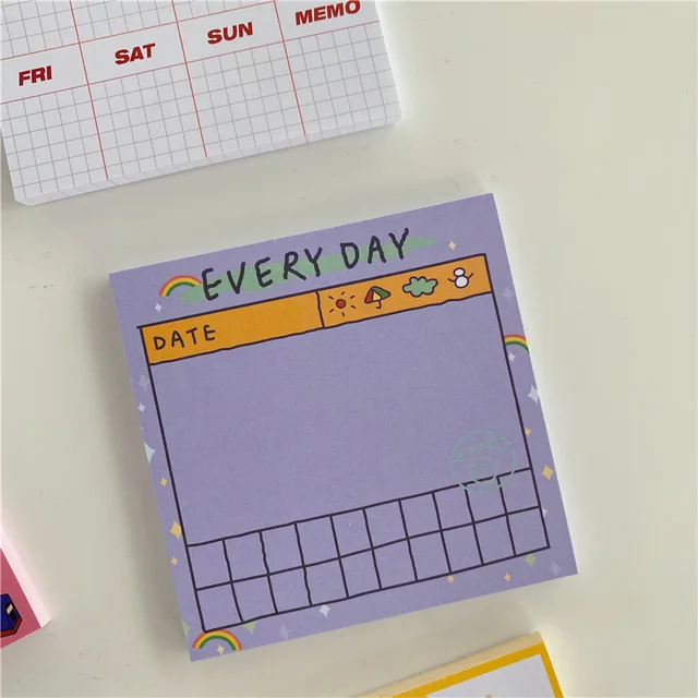 50 Sheets Korea Paper Joy Bear Planner Sticky Notes Kawaii Stationery Cute Memo Pad Notepad Office Leave Message Office Supplies 1Pc 50 sheets C