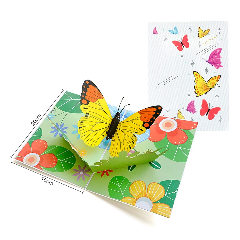  3D Handmade Color Print Butterfly Love Flower Paper Invitation Greeting Cards Mother's Day Kids Gir - 4.00034E+12