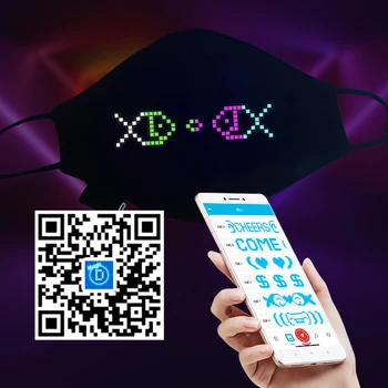 

Magic Mask Face Mask LED Light Party Masks App Controlled Smart Mask Festival Halloween Christmas Mask USB Rechargeable Battery