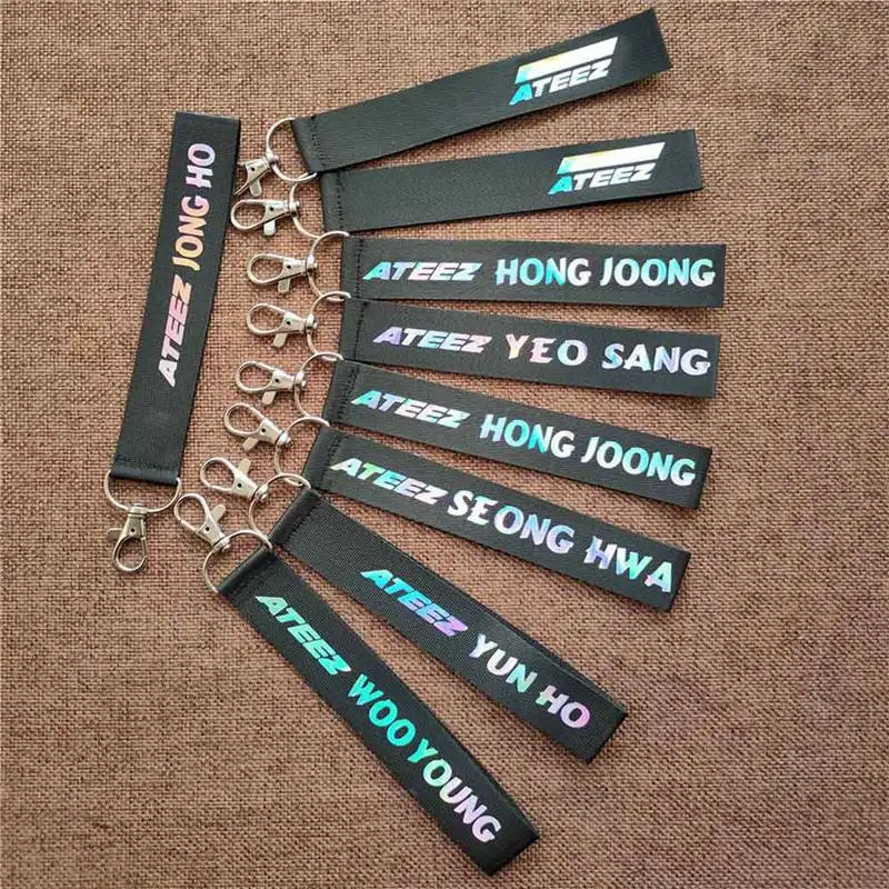 Kpop ATEEZ Laser Lanyard Keychain Cellphone Holder Strap Name Cellphone Keyring Kpop ATEEZ Laser Lanyard Keychain Cellphone Holder Strap Name Cellphone Keyring