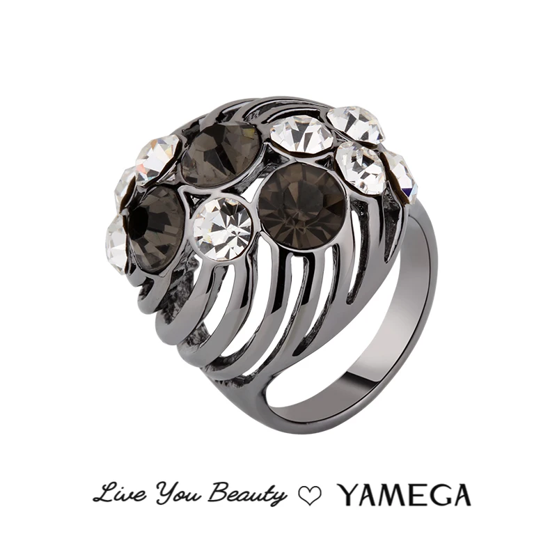 Fashion Metal Big Ring Trendy Unique Jewelry Accessories Party Gifts Boho Vintage Czech Rhinestone women Rings For Girls | Украшения и