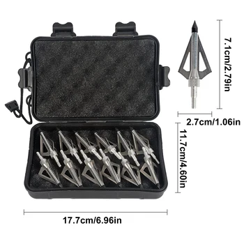 12Pcs 125 Grains 3 Fixed Blade Hunting Broad Arrows Hunting Points Metal Tips For Compound Bow And Crossbow 6