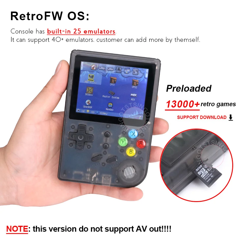 Latest Version 2.8 inch IPS Screen RG300 RetroFW OS Retro Game Console Double System Handheld Game Player Games Emulators inside