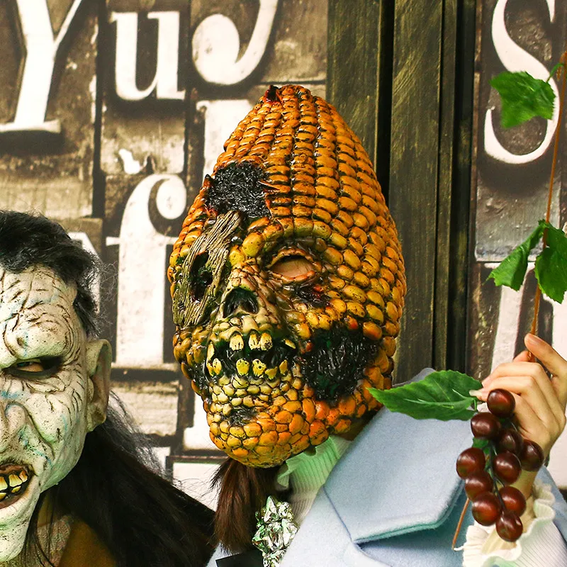 Full Face Scary Burn Corn Mask for Cosplay Latex Mask Horror Masquerade Adult Ghost Halloween Theater Props Party Decoration (2)