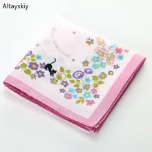 Носовые платки Женские Элегантные с цветочным принтом мягкие хлопковые тонкие ретро женские с квадратным платком простые трендовые студенческие для отдыха шикарные