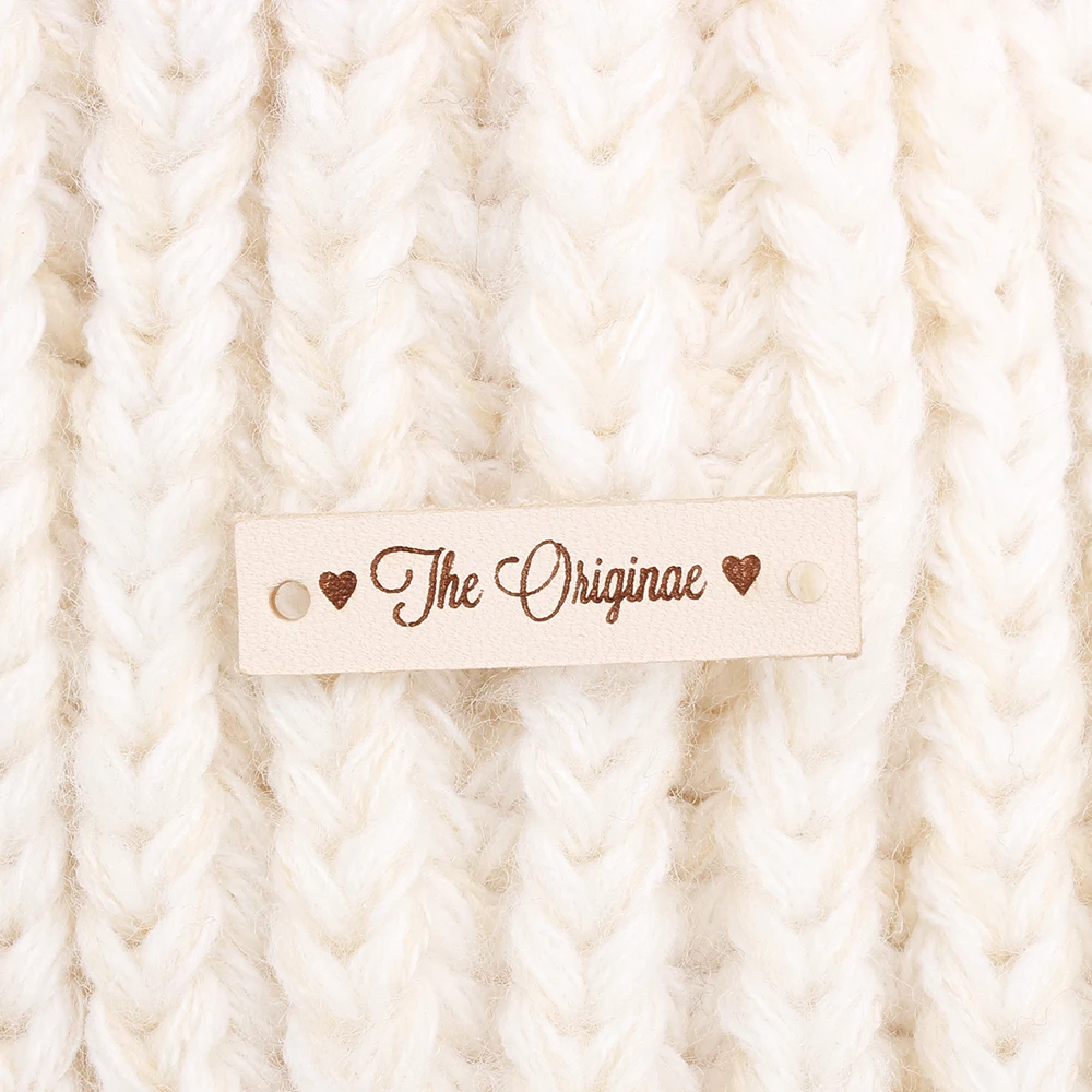 

Leather tags, Custom leather labels, Knitting Tags For Hats, knitting tags, crochet labels, Personalized Brand (PB3164)