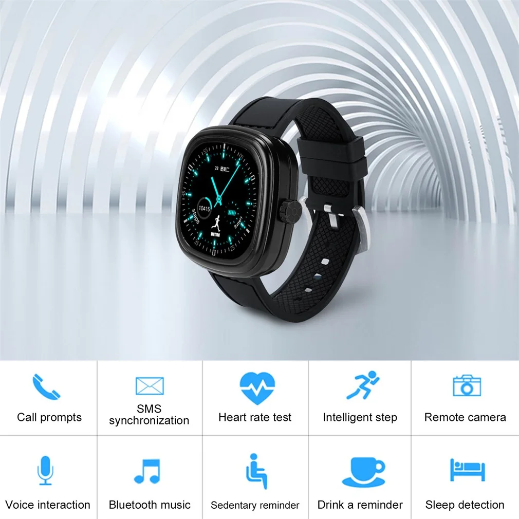 Black Traditional Classics Silicone & Nylon & Leather Change Strap Capacitive Touch Screen Outdoor Sports Smart Watch