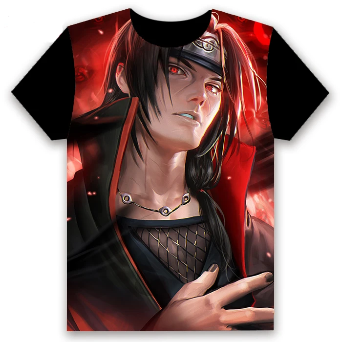 Модная мужская футболка Аниме Наруто Узумаки Учиха Косплей-костюм SASUKE с коротким рукавом унисекс Повседневная Черная футболка топы Летняя забавная рубашка