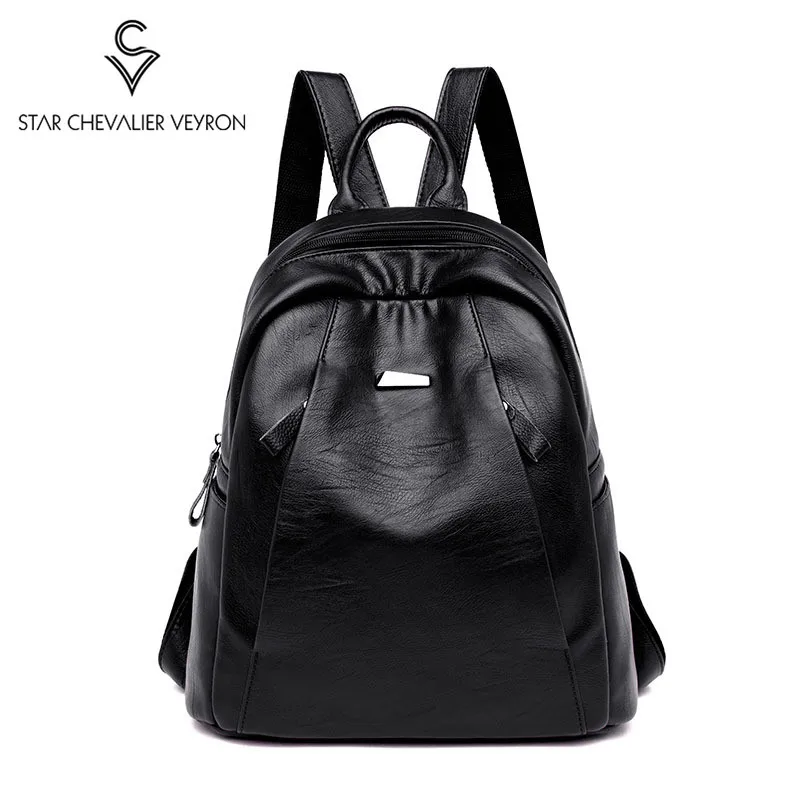 

2019 Fashion Women Backpack High Quality Soft Leather Backpack For Teenage Girls Shoulder Bag Women Waterproof Laptop Backpacks