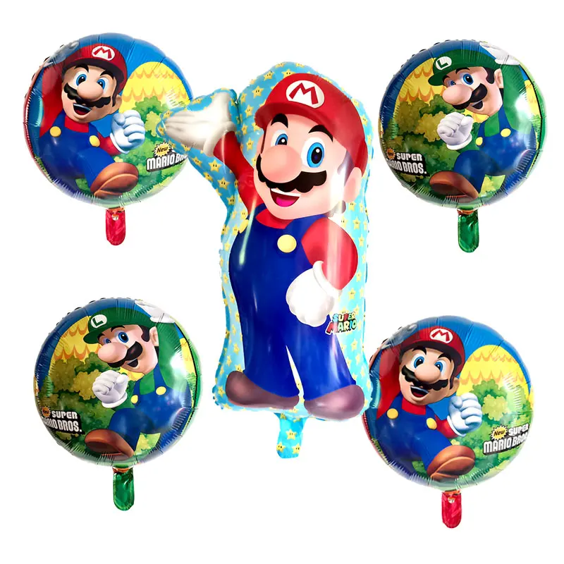 6 шт. воздушные шары "Супер Марио" 32 дюйма цифры шары мальчик девочка день рождения Братья Марио и Луиджи майлар синий красный шар набор декора - Цвет: Небесно-голубой