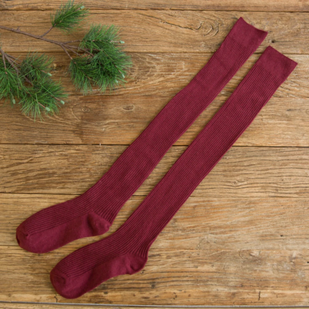 Wine red 1 пара, сексуальные женские чулки, гетры, полосатые длинные носки, чулки до бедра, женские эротические теплые гольфы выше колена, женские чулки - Цвет: Wine red