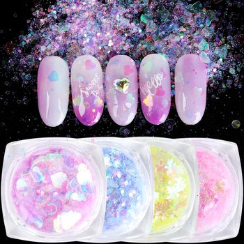 

1Box Nail Art Glitter Sequins Heart Butterfly Design Holographic Nail Flakes Paillette Sparkly Slice Manicure Decorations NT1613