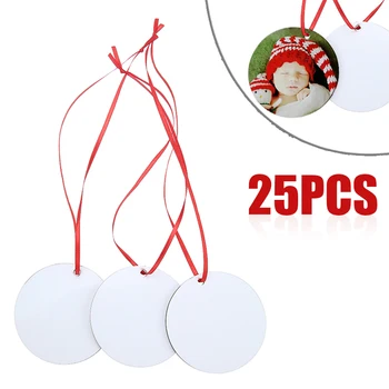 

25pcs Christmas Pendant & Drop Ornaments Blank Sublimation Christmas Tree Decoration Tags Both Sides Printable