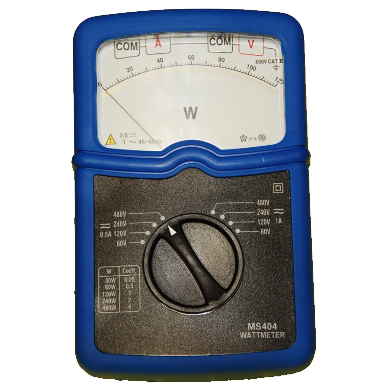 

MS404 Teaching Laboratory AC DC Power Meter Analog Watt Meter Voltage 480V 2 Current Ranges Single Phase Analog Wattmeter