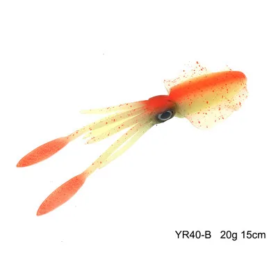 ORJD Trolling Lure Soft Squid Lure 7g 15g 20g 60g Luminous UV Squid Jig For Sea Fishing Boat Fishing Wobbler Bait For Snapper 20G 15CM NO HOOK