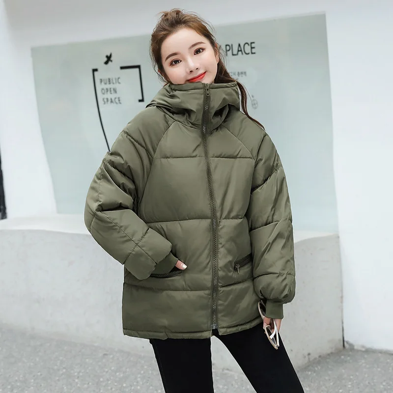 Новое поступление, модная женская зимняя куртка с хлопковой подкладкой, теплая, утолщенная, с капюшоном, для девушек, короткие пальто, парка, женские куртки