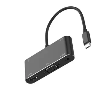

5 In 1 USB C To HDMI Adapter 4K Type-C To HDMI/VGA/Audio/USB 3.0 Converter HUB Type-c To HdmiVGA +3.0USB