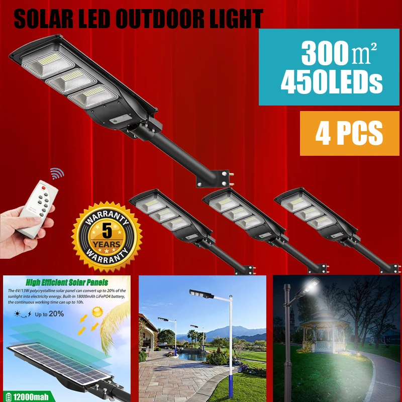 Solar Street outdoor Light  lamp Panel  With Remote Control And Human Body Induction Light Control Suitable For Garden Payground solar powered fairy lights Solar Lamps