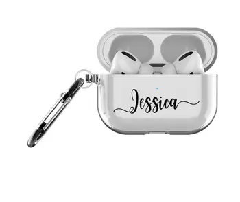 

Personalised Clear case for AirPods Pro , Custom Personalized Name text initials Case Logo for AirPod Pro case with Keychain