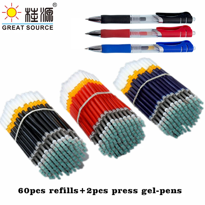 프레스 젤 펜 잉크 튜브 0.5mm 총알 팁 교체 가능 젤 펜 리필 11cm 길이 펜 리필 프레스 젤 펜 선물 (10 봉지)