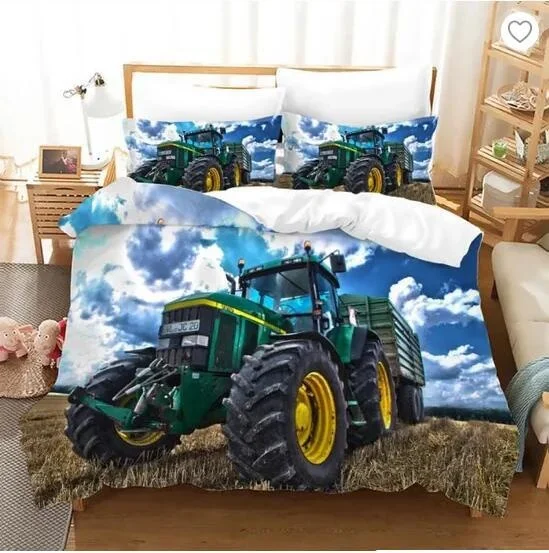 Tractor Bedding Set Bedspread Single Twin Full Queen King Size Sports Bed Set Aldult Bedroom Duvetcover 2 Bed Linen 