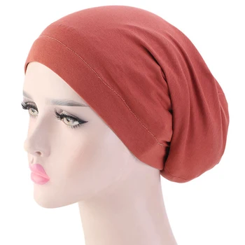 

1Pc Cotton Hijab Caps Muslim Stretch Turban Cap Islamic Underscarf Bonnet Hat Female Headband Tube Cap Soft Hair Loss Hat Turban