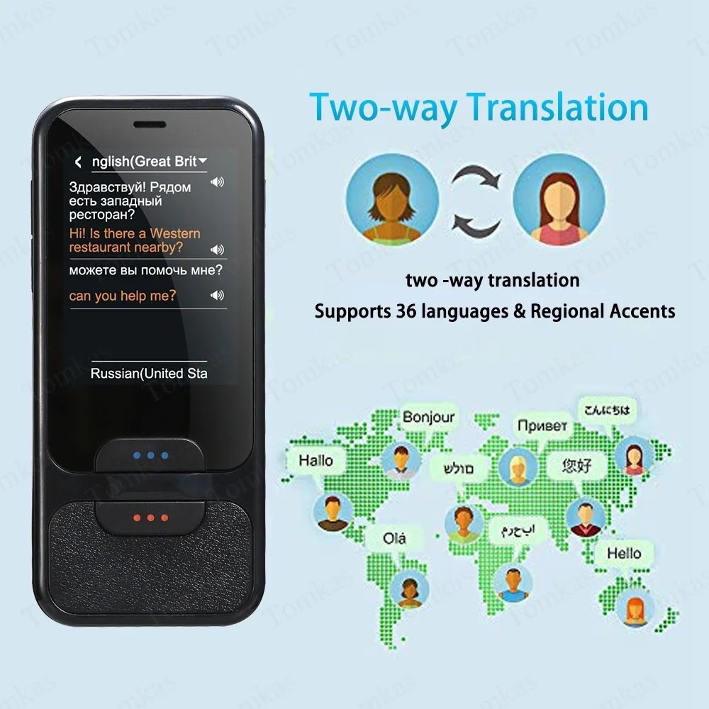 TOMKAS AI Smart language Translator 2,4 дюймов сенсорный экран WiFi портативный голосовой фото перевод многоязычные переводчики