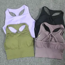 Женский бесшовный спортивный бюстгальтер, спортивный укороченный топ с мягкой подкладкой, высокоэффективный фитнес-Бюстгальтер для йоги, бюстгальтер без косточек, спортивный бюстгальтер