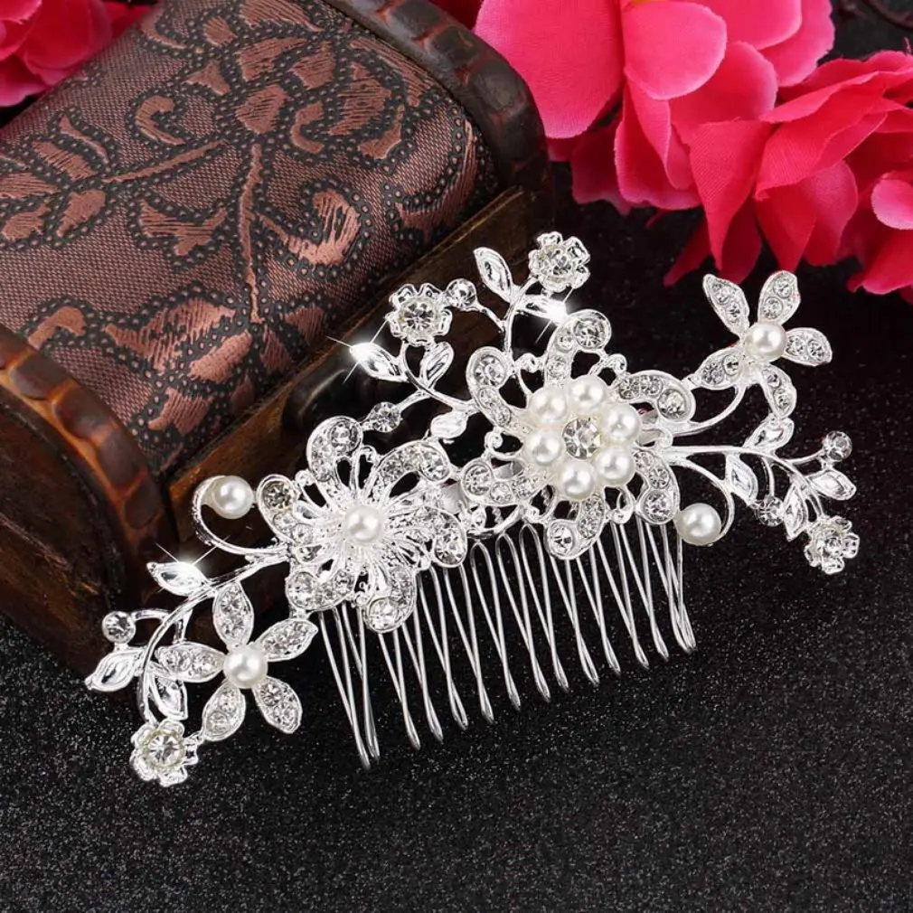 

Bridal Hair Comb Crystal Tiara Imitation Pearls Gorgeous Hair jewellry Wedding Party Decoration jewellry Accessories 2019