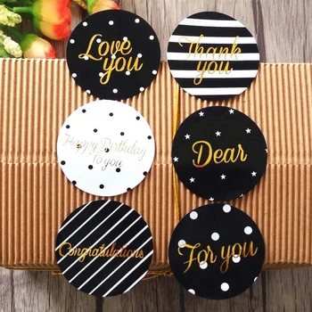 

600pcs/lot Round Black And White Love Congratulation For Handmade Products Decorative Kraft Paper Stickers For The Diary