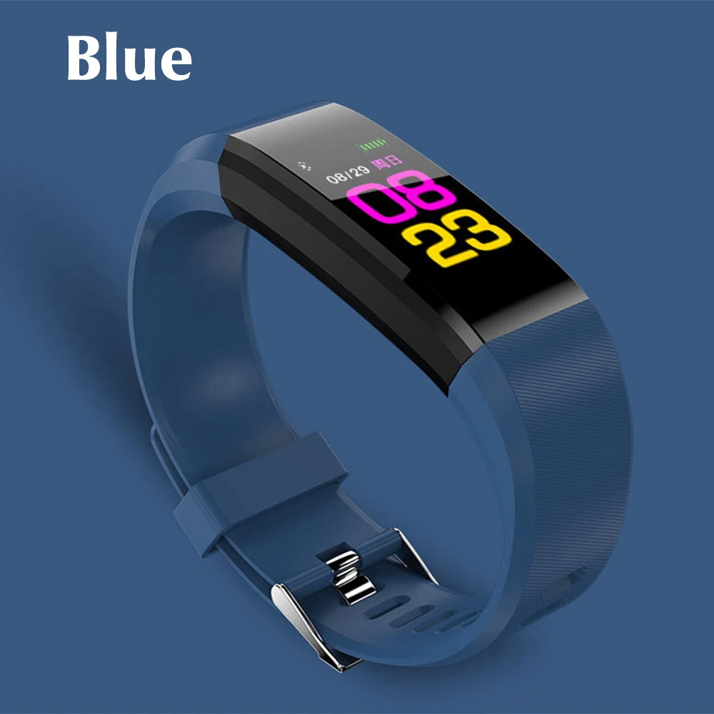 ID115plus Bluetooth умный Браслет цветной экран браслет с монитором сердечного ритма кровяное давление фитнес-трекер Смарт-часы группа для мужчин - Цвет: blue