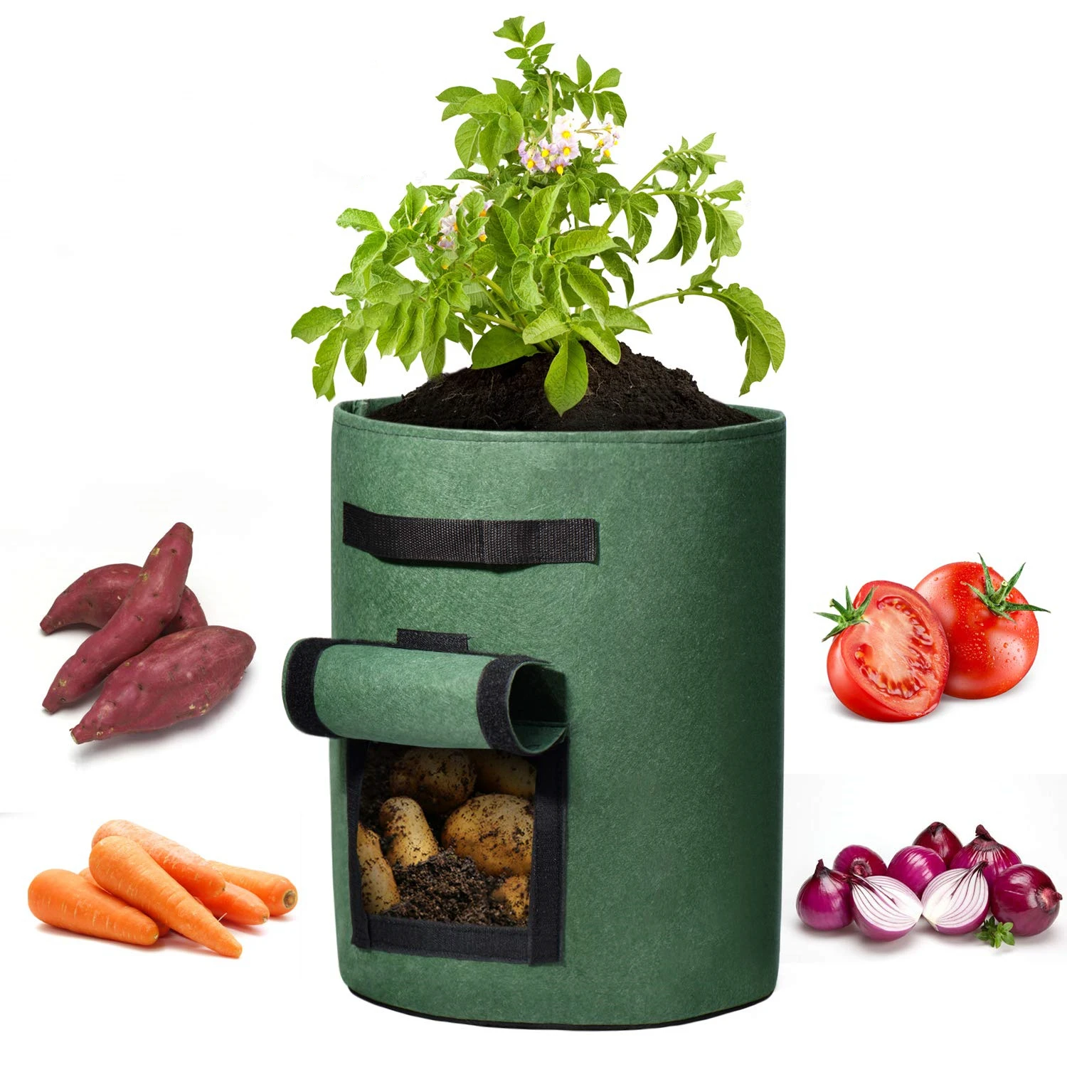 3 Size Felt Plant Grow Bags Nonwoven Fabric Garden Potato Pot Greenhouse Vegetable Growing Bags Moisturizing Vertical Tools cement flower pots