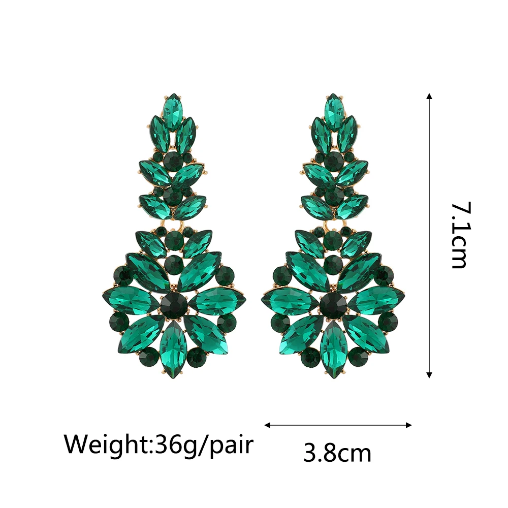 Ztech New Green Series Set Earrings Designer Jewelry Crystal Tassel Za Accessories Handmake Statement Bijoux Pendientes Brincos