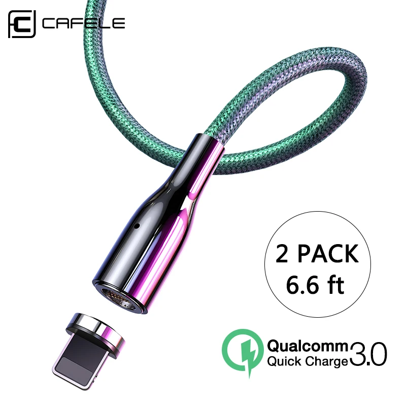 Cafele новейший Магнитный USB кабель для iphone Micro type C Плетеный USB кабель QC3.0 зарядное устройство для iphone samsung Xiaomi 200 см
