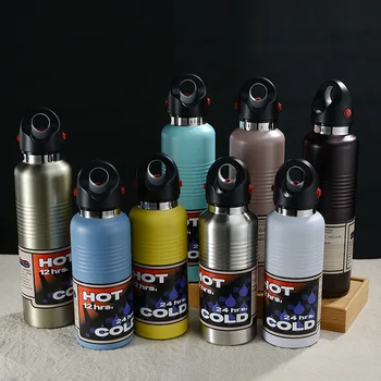 

2020 Newest Design Double Wall Stainless Steel Thermos Water Bottle No Screw Easy To Open and Lock Lid Portable Flask