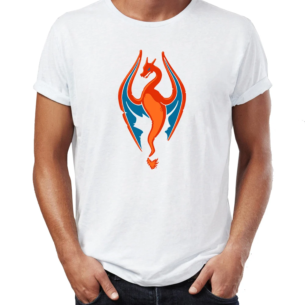 2019 Fashion Creative Graphic T shirtMen s Shirt Skyrim Charizard Awesome Artwork PrintedMan shirt | Мужская одежда