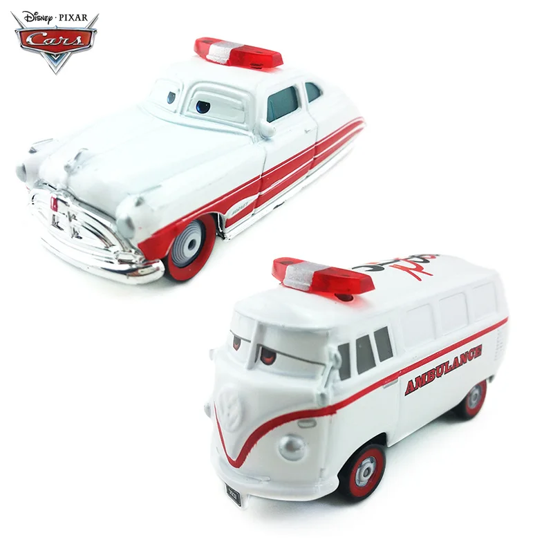 Coche de juguete de la película de Pixar Cars DocHudson Fillmore para niño, vehículo fundido a presión de Metal, modelo Rayo McQueen 1:55, regalo para chico