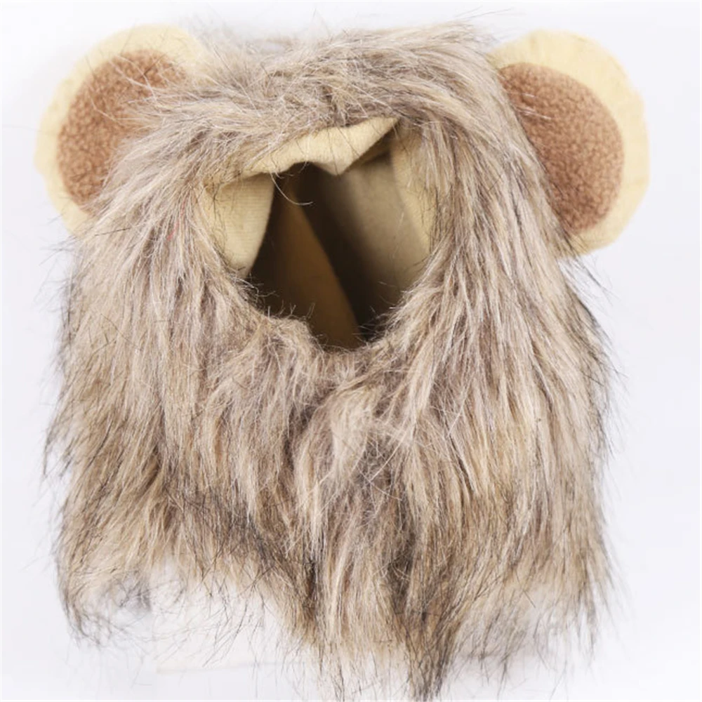 Funny Cat Hat Decorate Cute Lion Headgear Pet Caps Adjustable Velcro in Winter Pet Lovely Hats for Halloween Birthday Rabbits